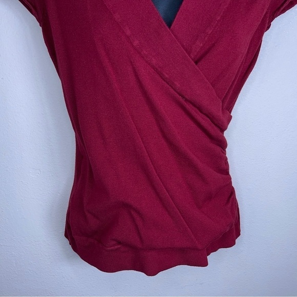 FITTED MAURICES RED KNIT TOP RETRO PINUP STRETCH MEDIUM VNECK - Picture 5 of 9